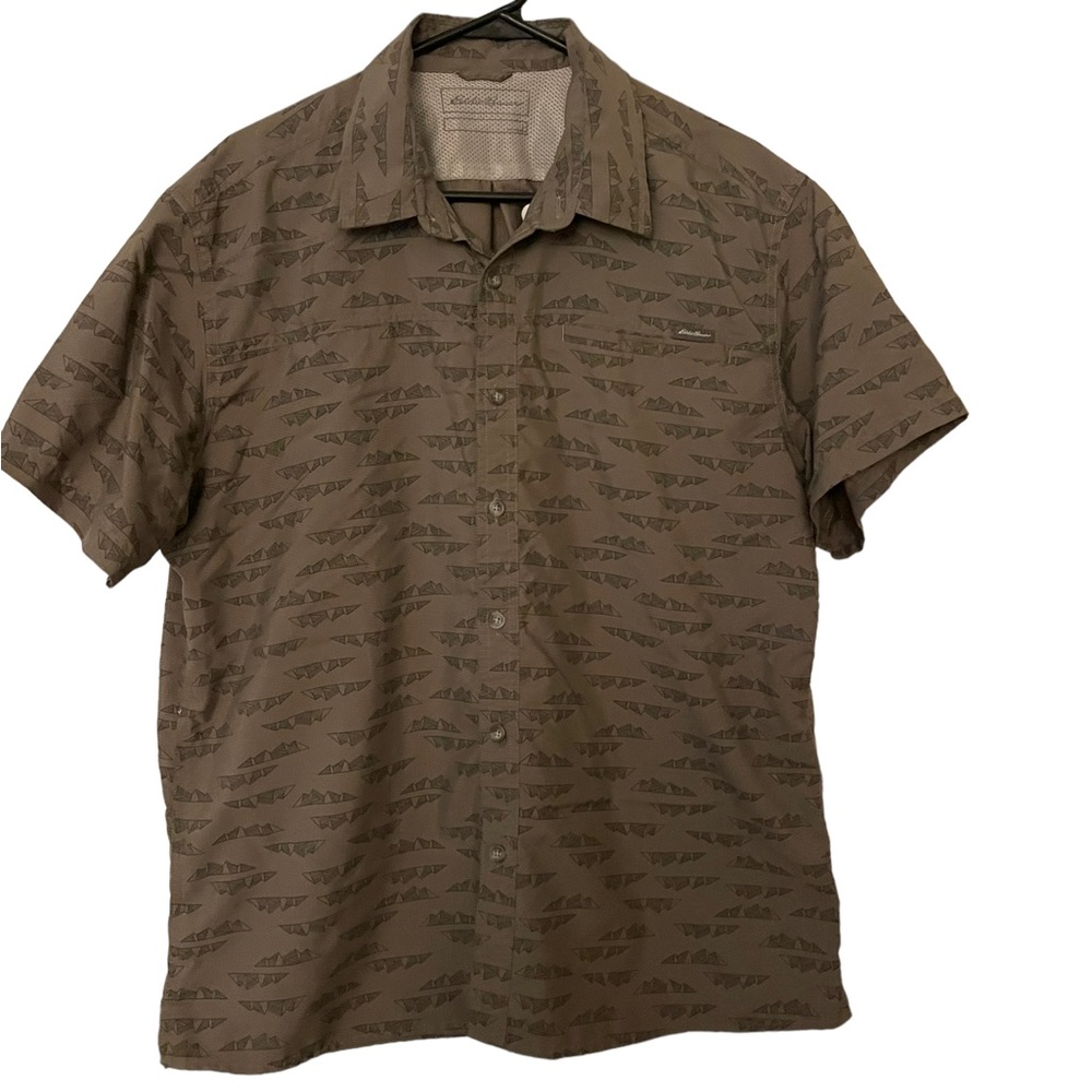 Men”s Eddie Bauer Olive Green Rainier Shirt Sleeve Shirt, Large